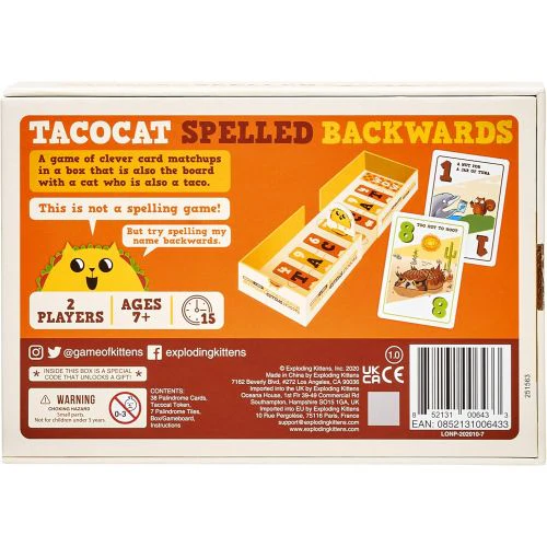 Tacocat Spelled Backwards Palindrome Duel Board Game - Image 4