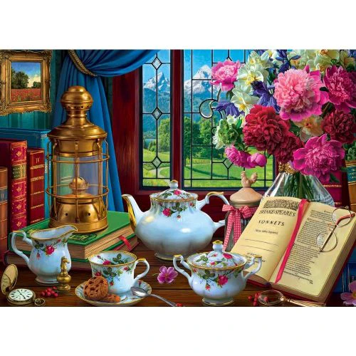 Charming Rose Tea Set Jigsaw Puzzle - 1000 pc