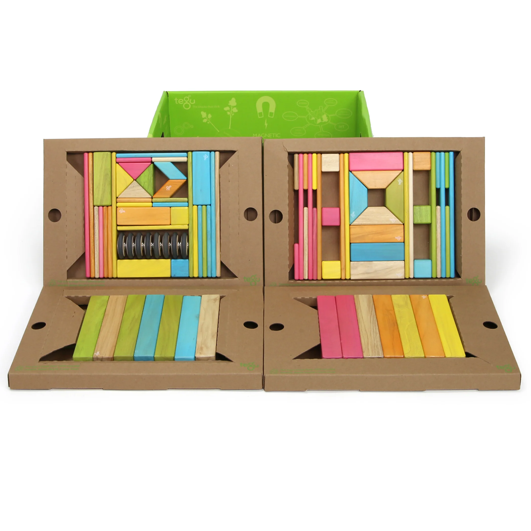 Tegu Magnetic Wooden Blocks, 90-Piece Classroom Kit, Tints - Image 3