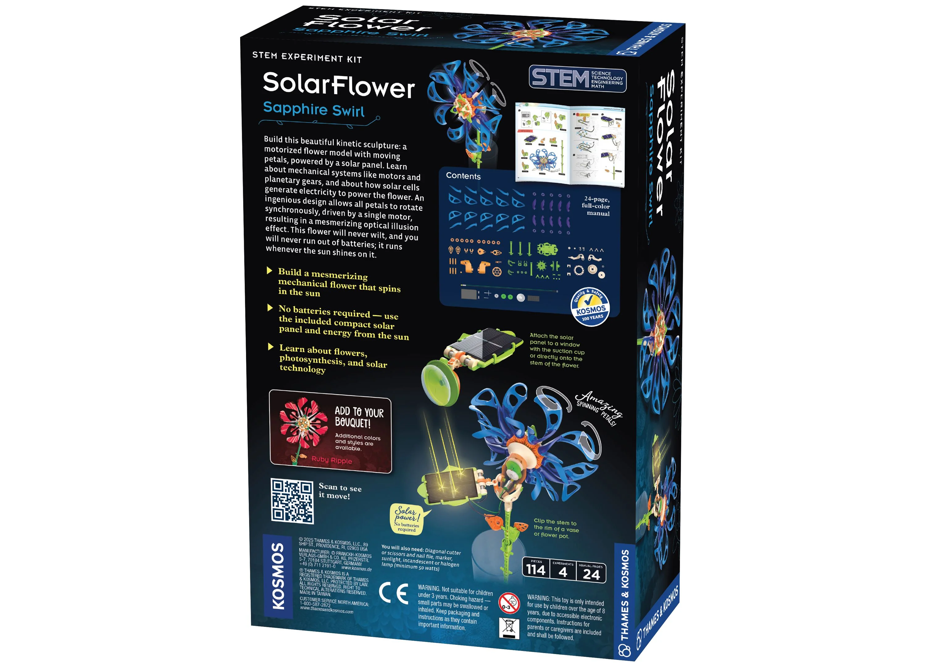 Thames & Kosmos SolarFlower Sapphire Swirl 114-Piece Solar-Powered Kinetic Sculpture Ages 8+ - Image 2