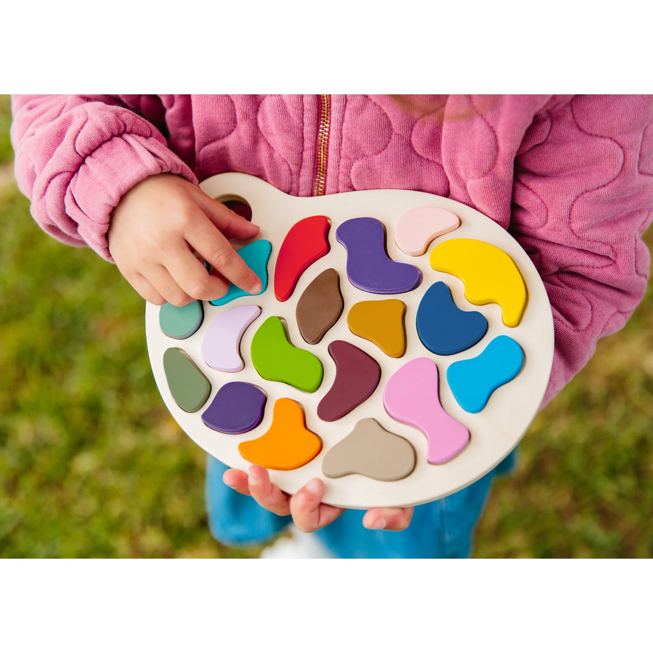 The Freckled Frog Colorful Artist Palette Wooden Puzzle - 19 pc - Image 6