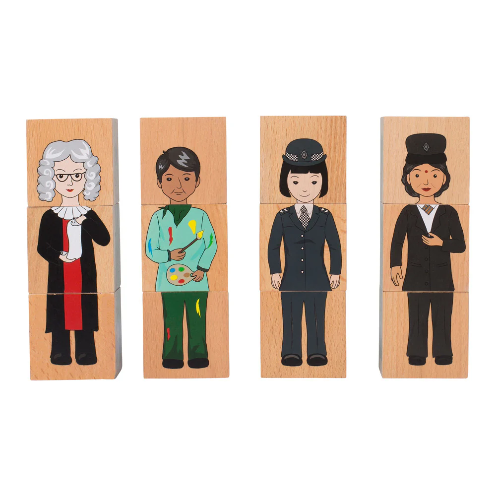 The Freckled Frog Career Mix 'N’ Match Wooden Blocks - Diverse Professions Set - Image 3