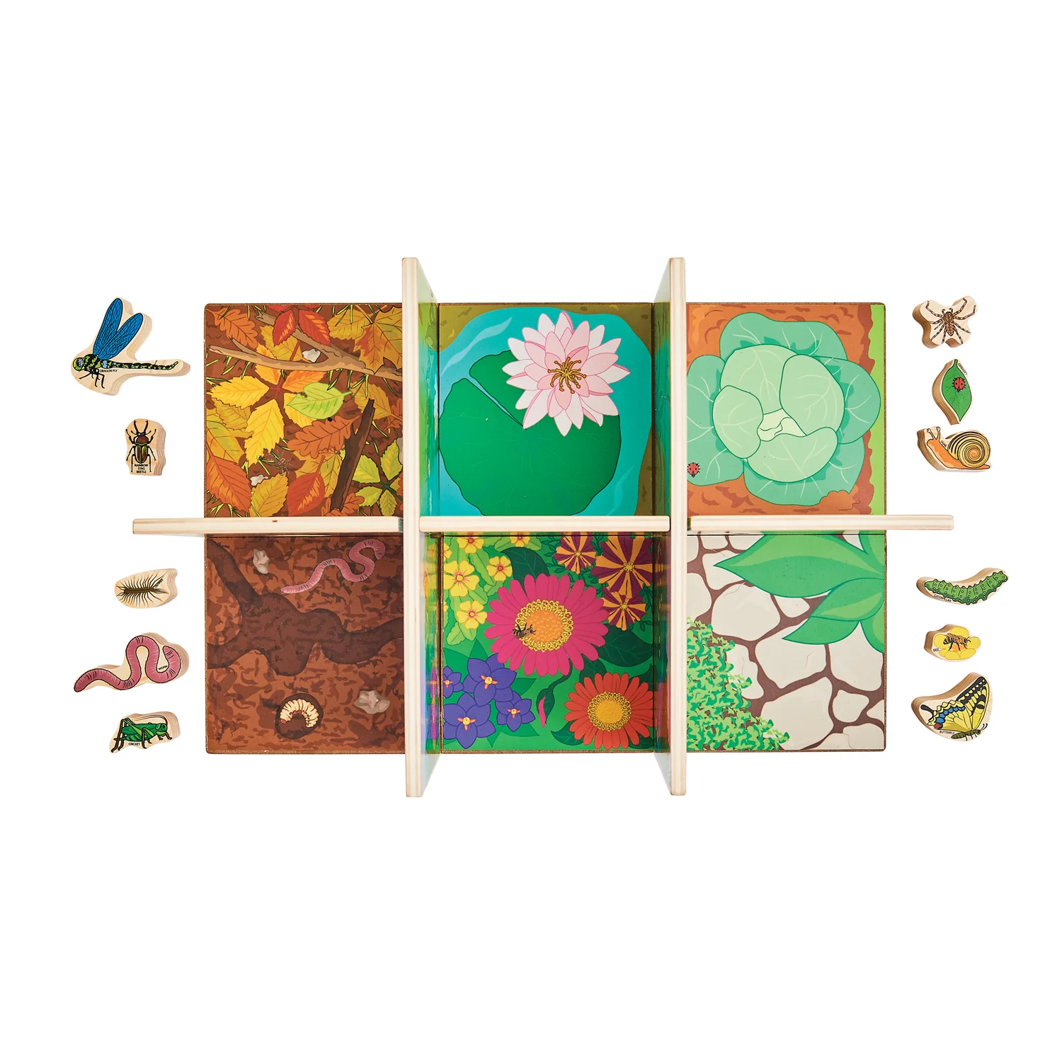 The Freckled Frog Minibeast Adventure Playset - Colorful Bug Blocks and Habitats - 15 Pieces