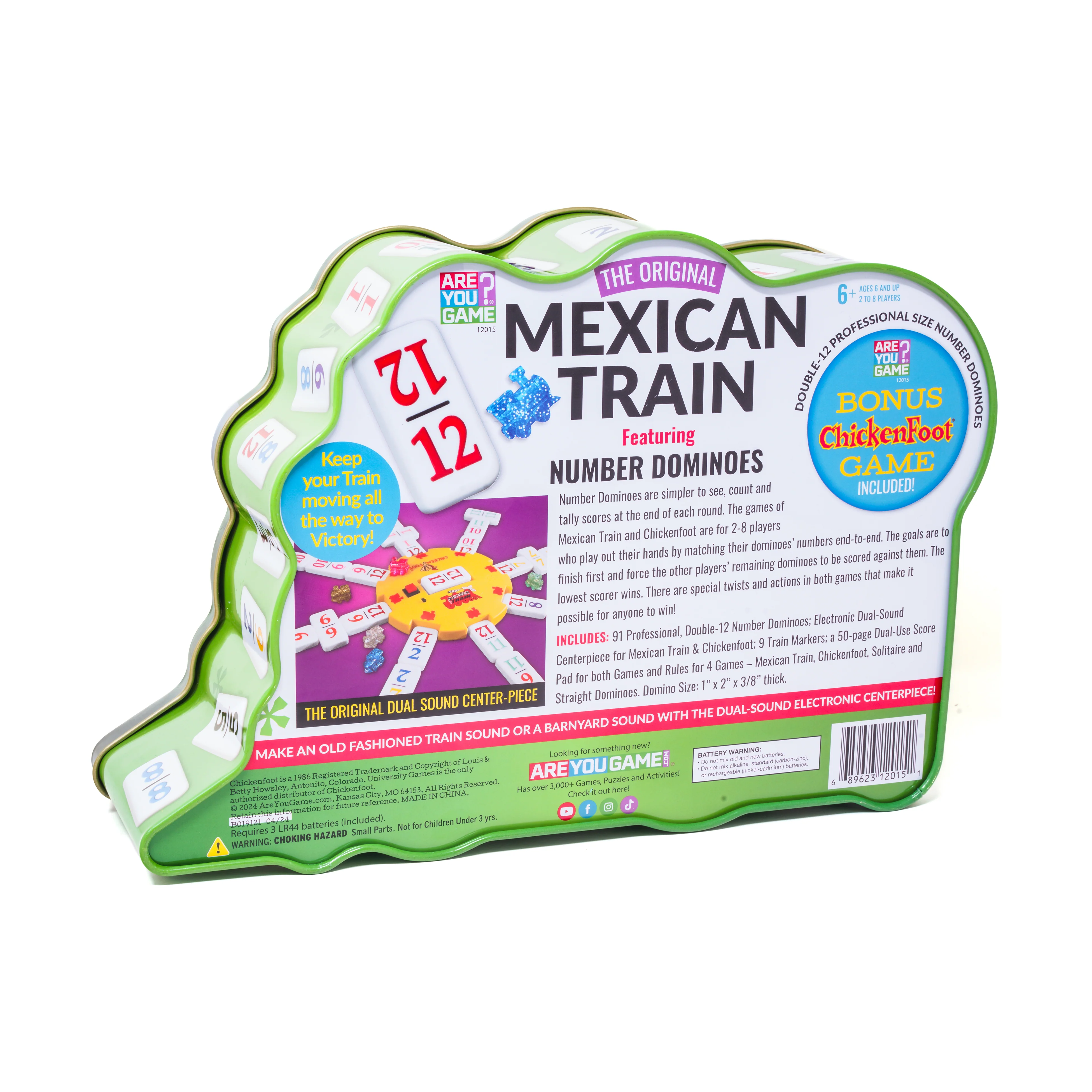 Mexican Train Deluxe Dominoes Set with Bonus Chickenfoot Game - Image 2