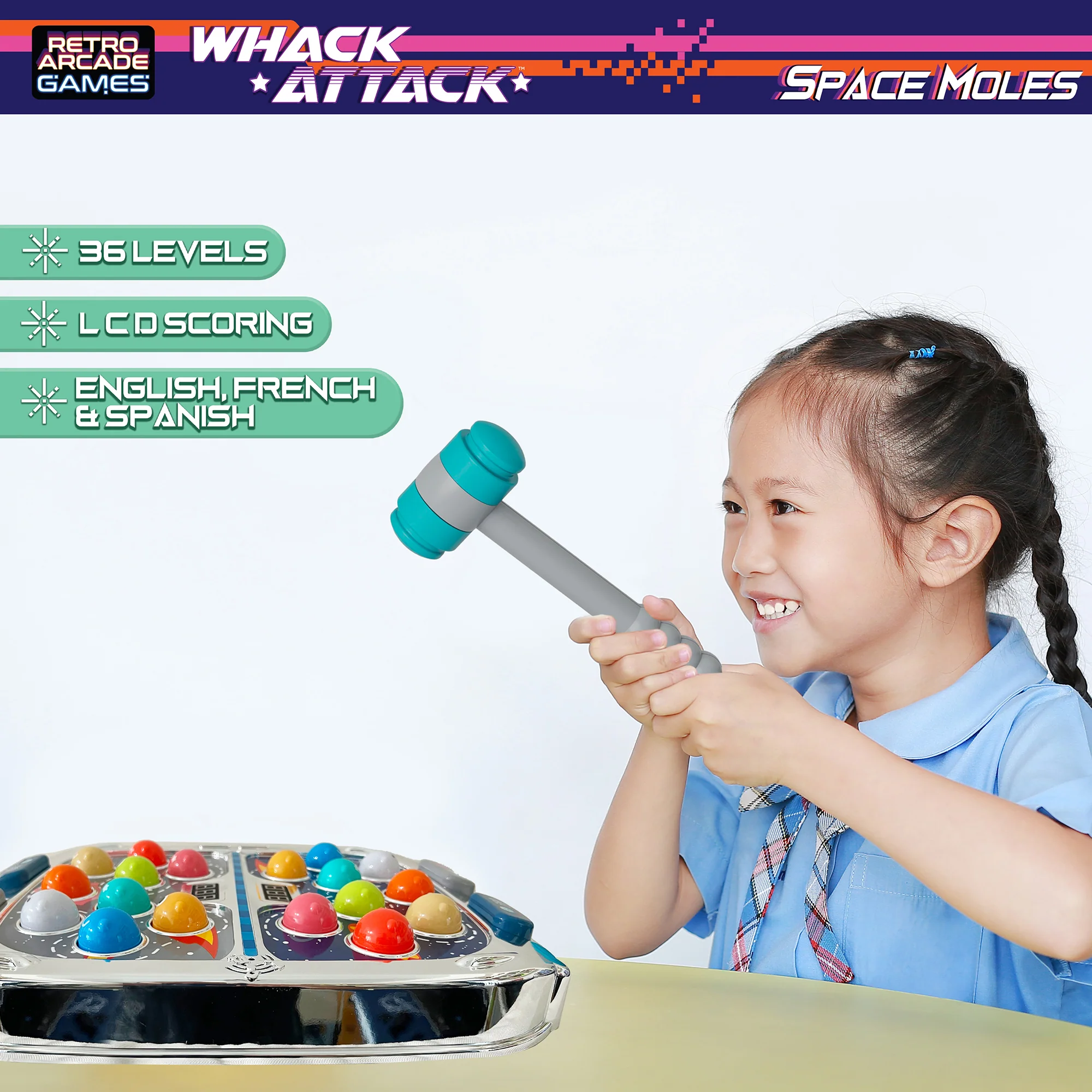Thin Air Games Whack Attack Space Mole Tabletop Game with Lights and Sounds - Image 5