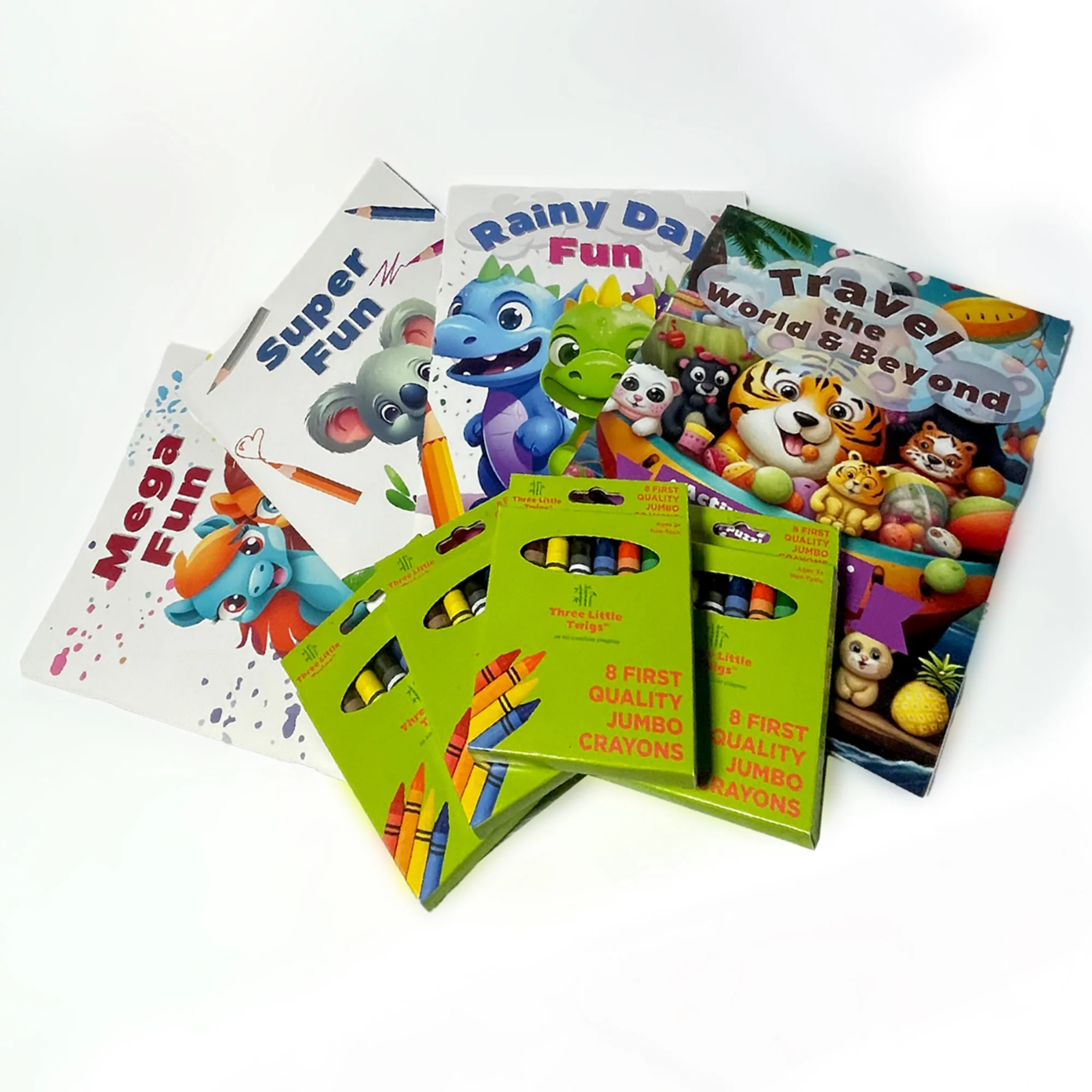 Three Little Twigs: Beginner's Activity Coloring Bundle - 8pc Set for Ages 3+