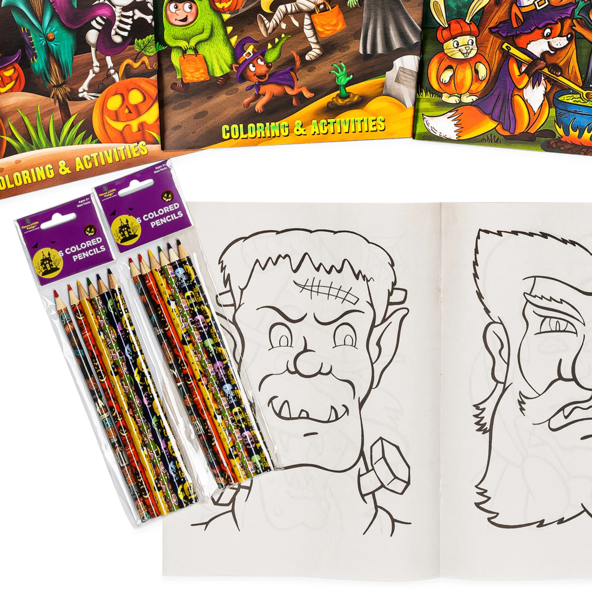 Three Little Twigs: Halloween 8pc Coloring Book & Pencil Bundle, Ages 3+ - Image 5