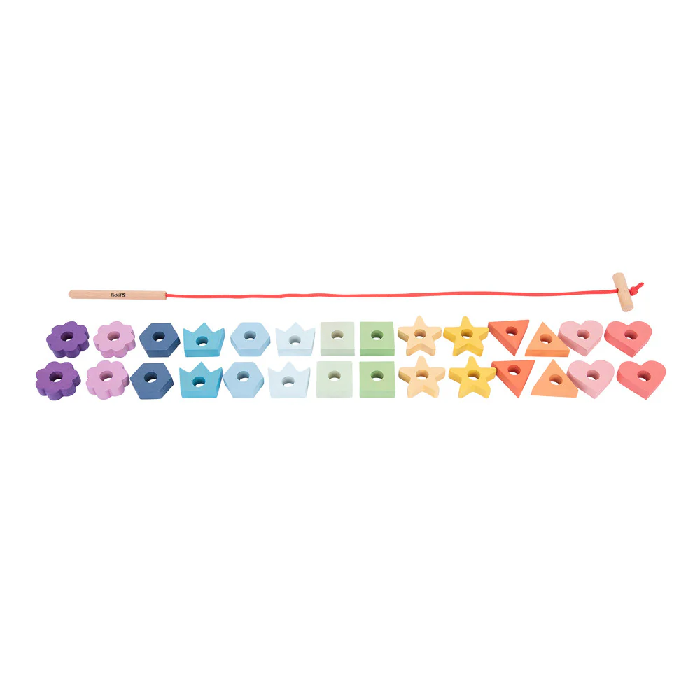 TickiT Rainbow Wooden Lacing Shapes - Educational Color and Shape Sorting Toy - Image 4