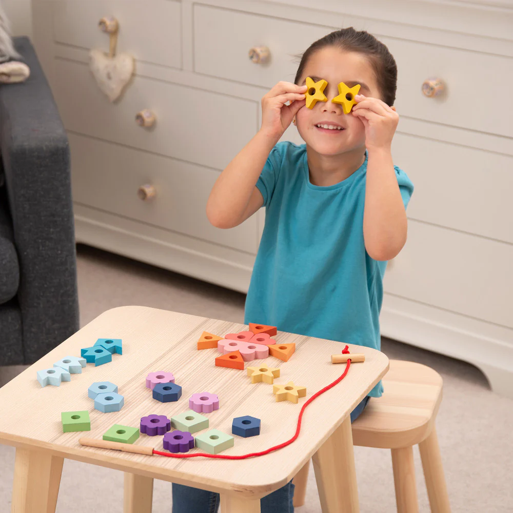 TickiT Rainbow Wooden Lacing Shapes - Educational Color and Shape Sorting Toy - Image 5