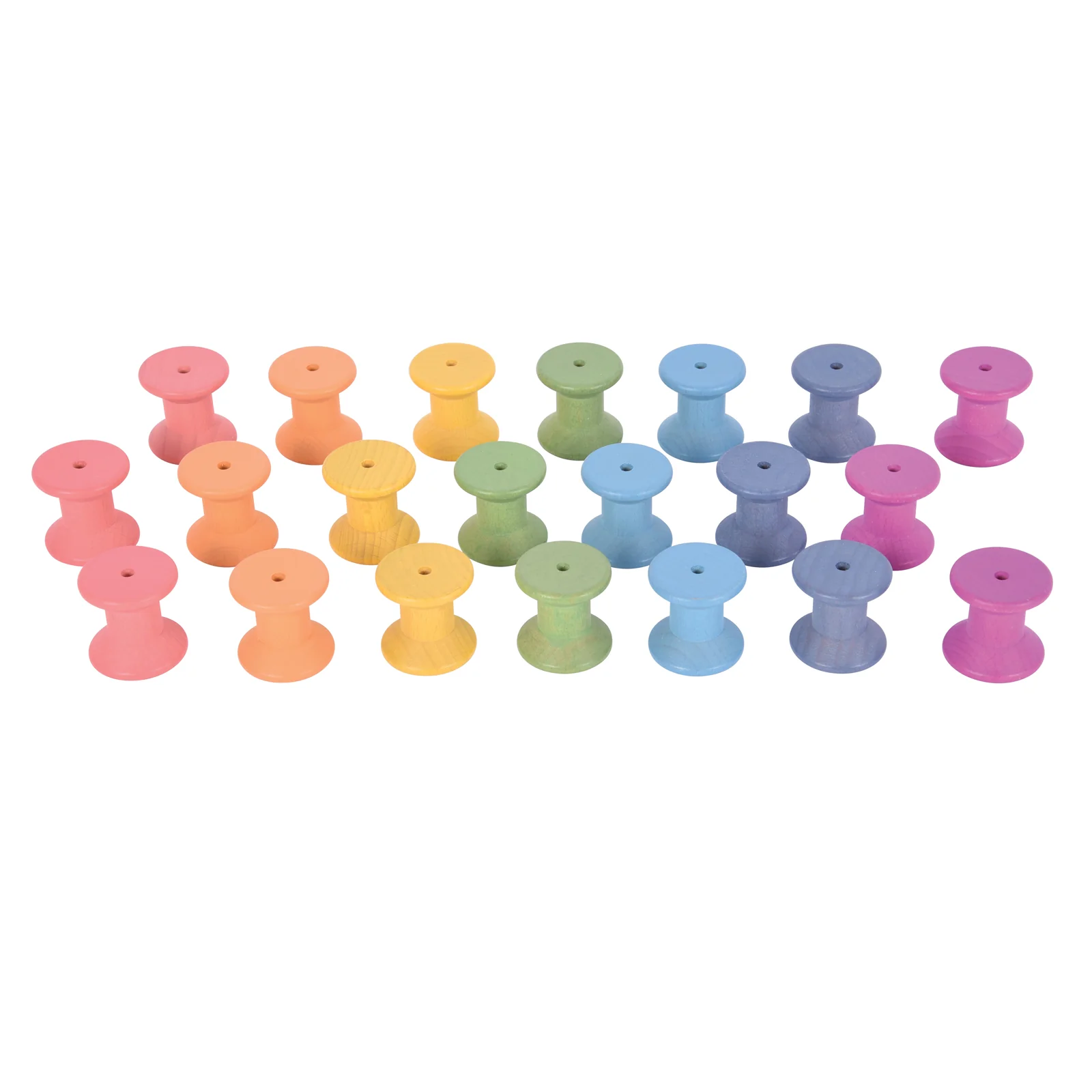 TickiT Rainbow Wooden Spools – Colorful Heuristic Play Set of 21