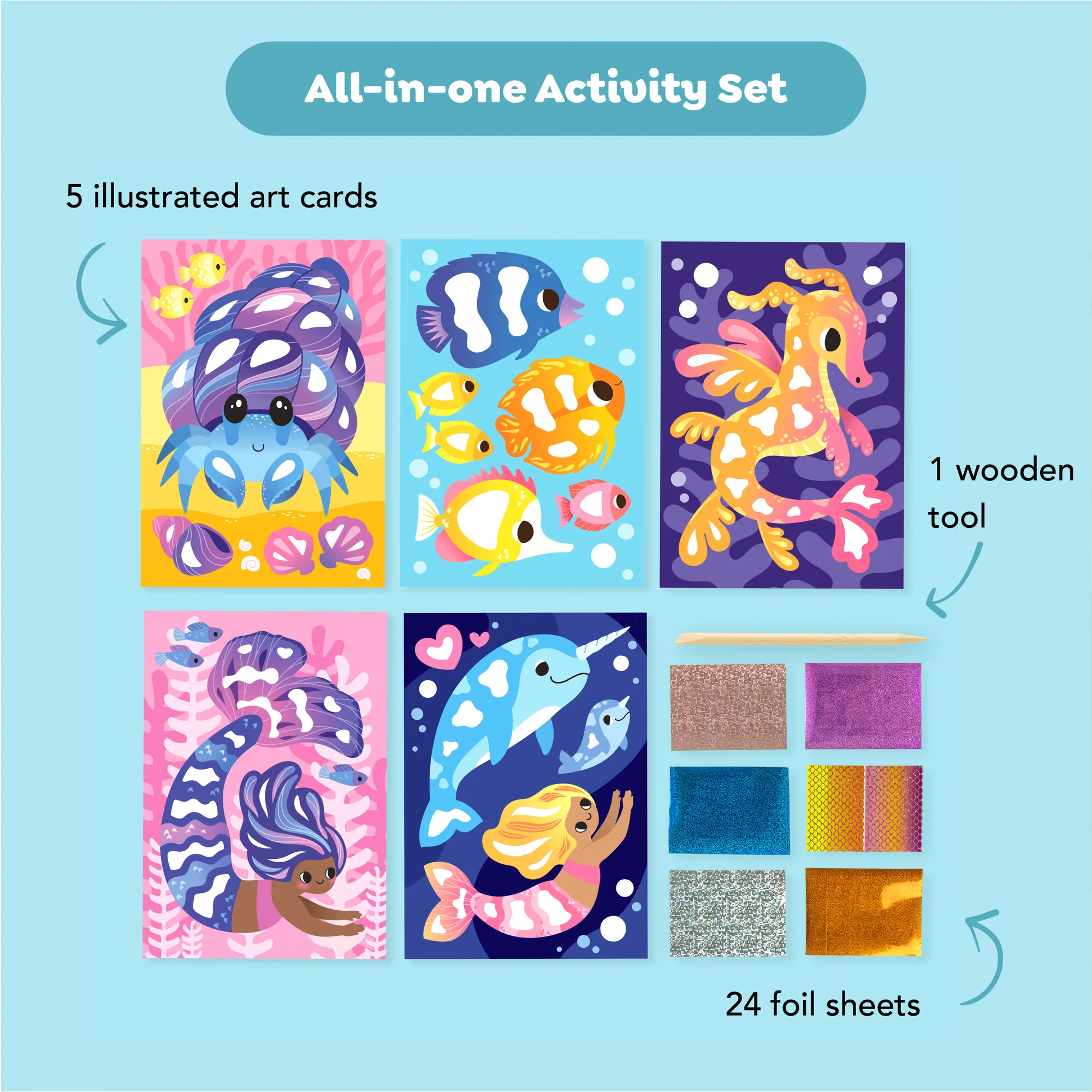 Tiger Tribe Foil Art Ocean Magic - Creative Set for Kids - Image 2