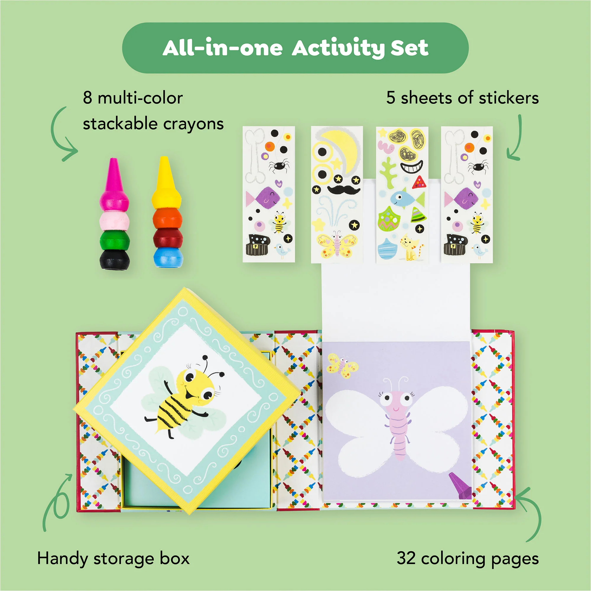 Tiger Tribe Oodle Doodles Animals Coloring & Activity Set - 32pg Designs with Crayons & Stickers - Image 3