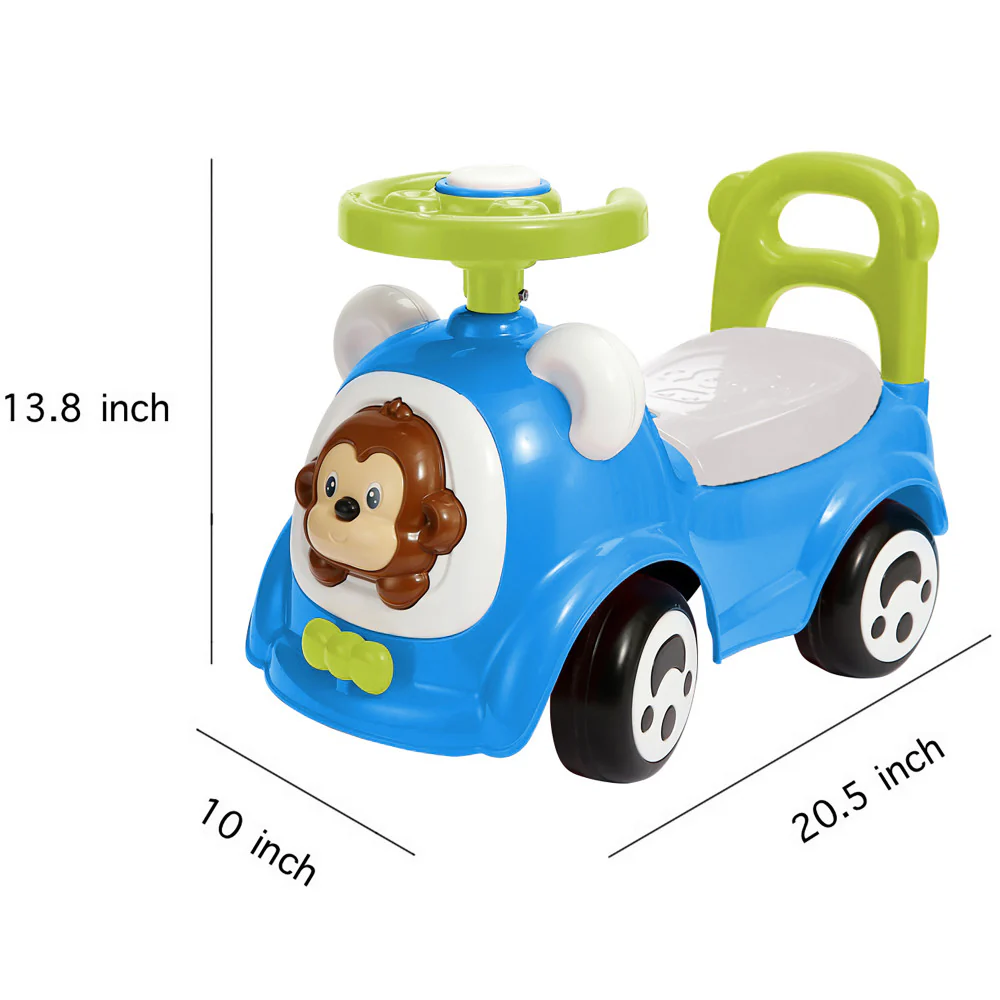 Timate Push & Ride Racer - Blue & Monkey Foot-To-Floor Ride-On - Image 4