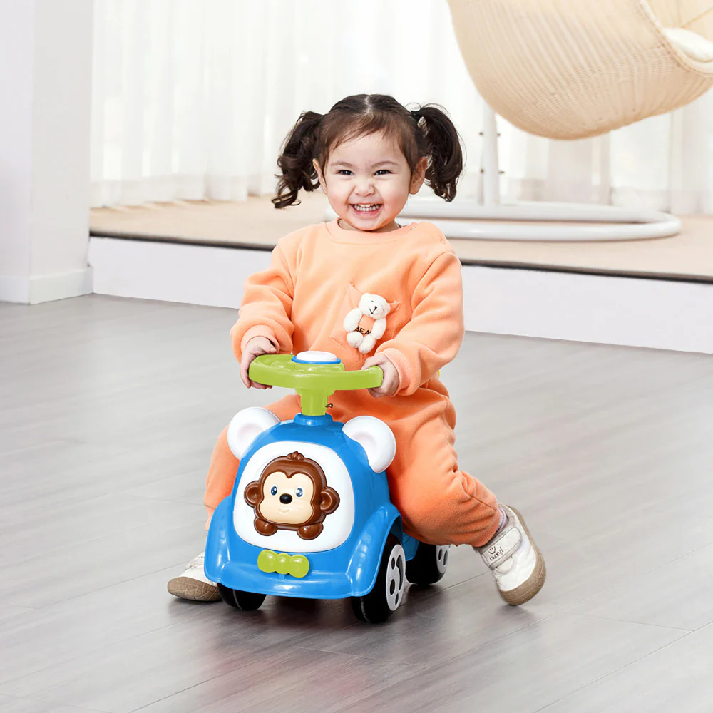 Timate Push & Ride Racer - Blue & Monkey Foot-To-Floor Ride-On - Image 5