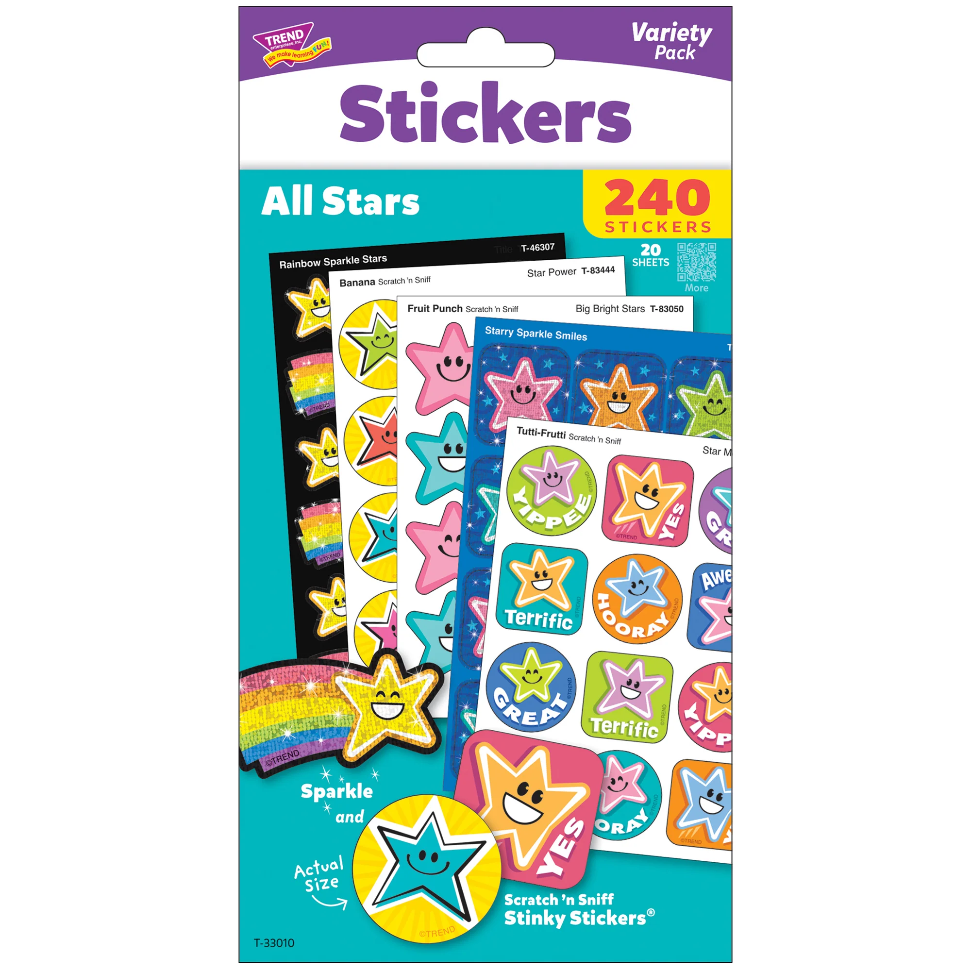 TREND Scratch 'N Sniff All Stars – 240ct Scented Stickers, Star Celebration Pack