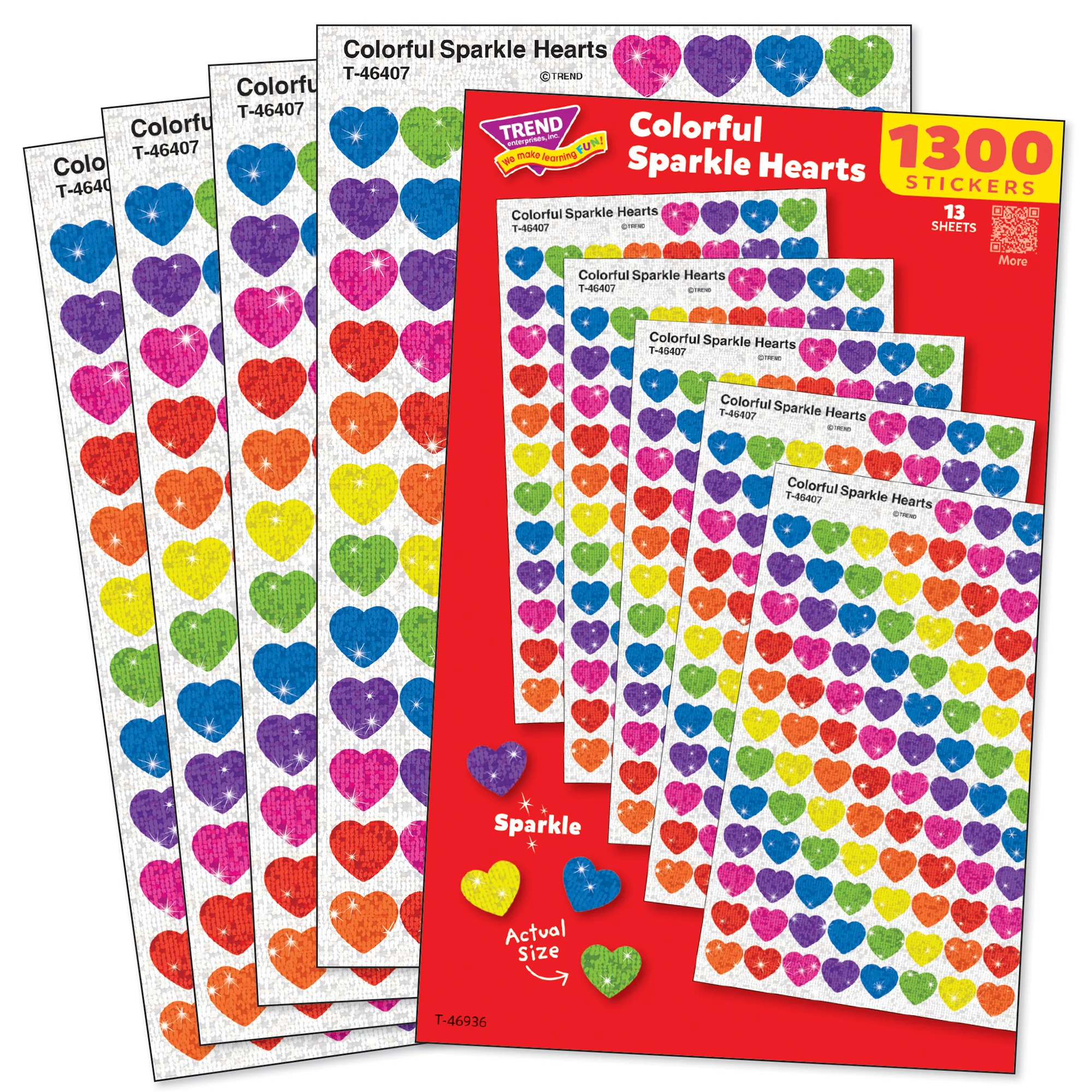TREND SuperShapes Sparkle Hearts Sticker Pack - 1300 Mini Hearts in Assorted Colors - Image 2