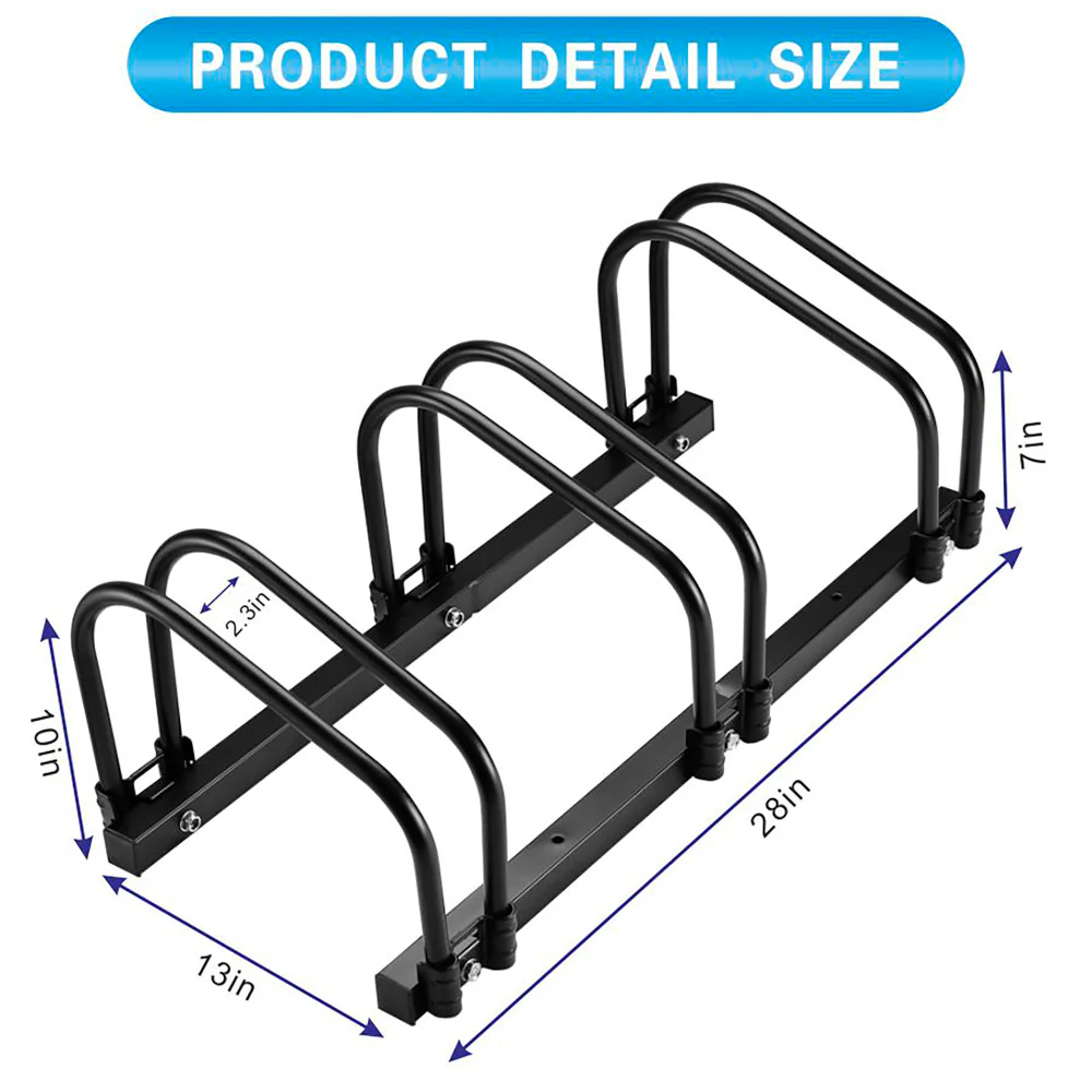 Trimate Triple Bike Floor Parking Rack Stand - Indoor Home Garage Storage Solution - Image 4
