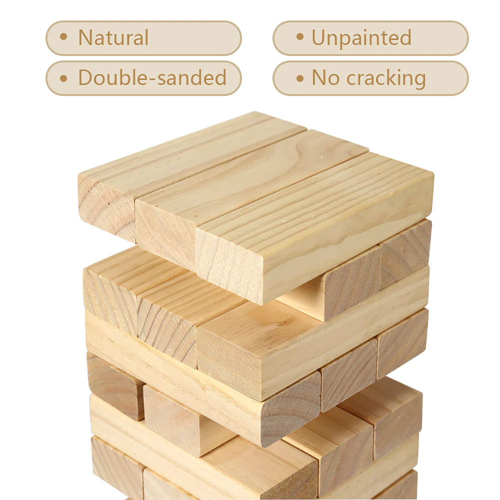 Trimate Tumbling Tower Giant 28" - Double-Sanded Smooth Natural Wood - Image 3