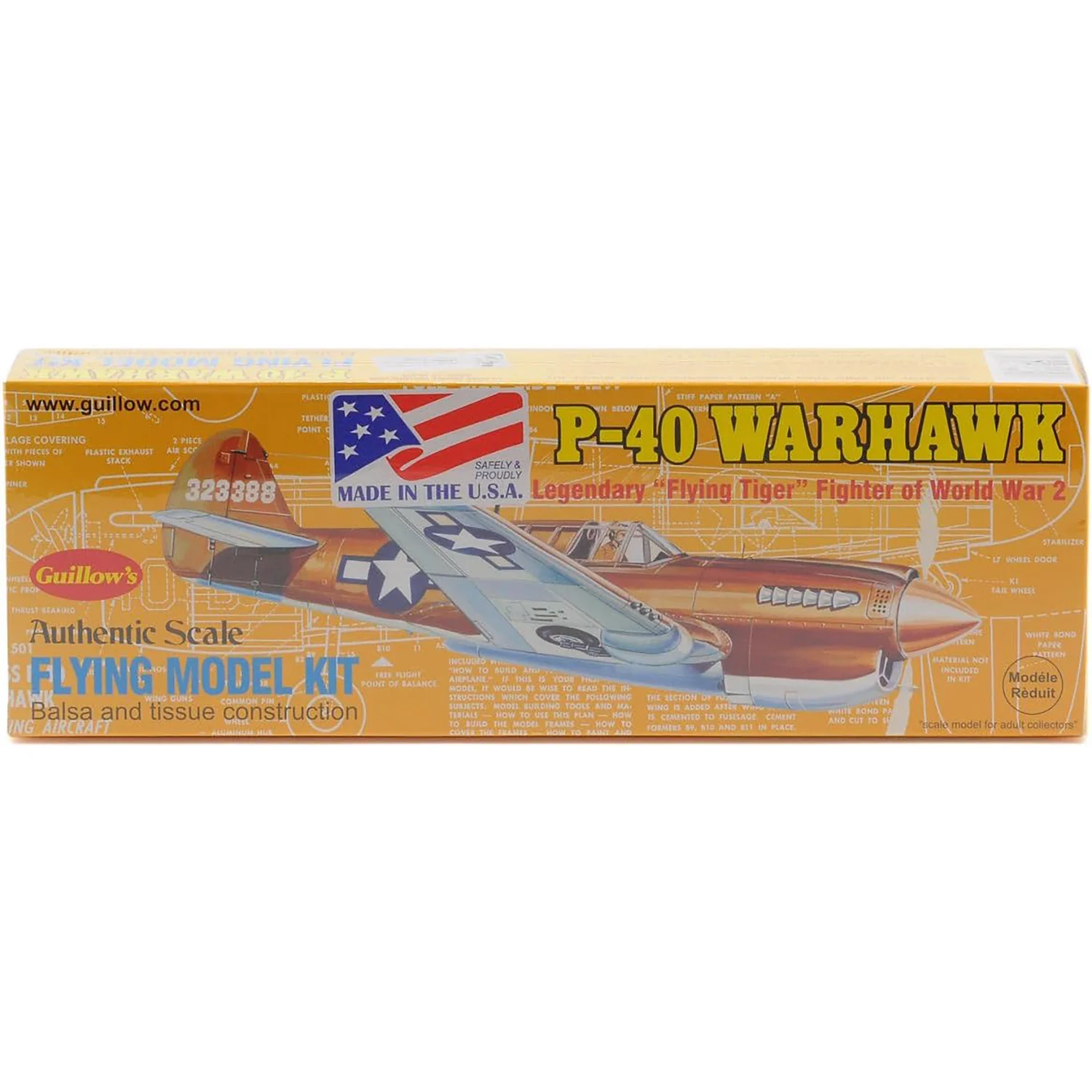 Guillow's Warhawk Balsa Wood Model Plane Kit With Display And Flying Options