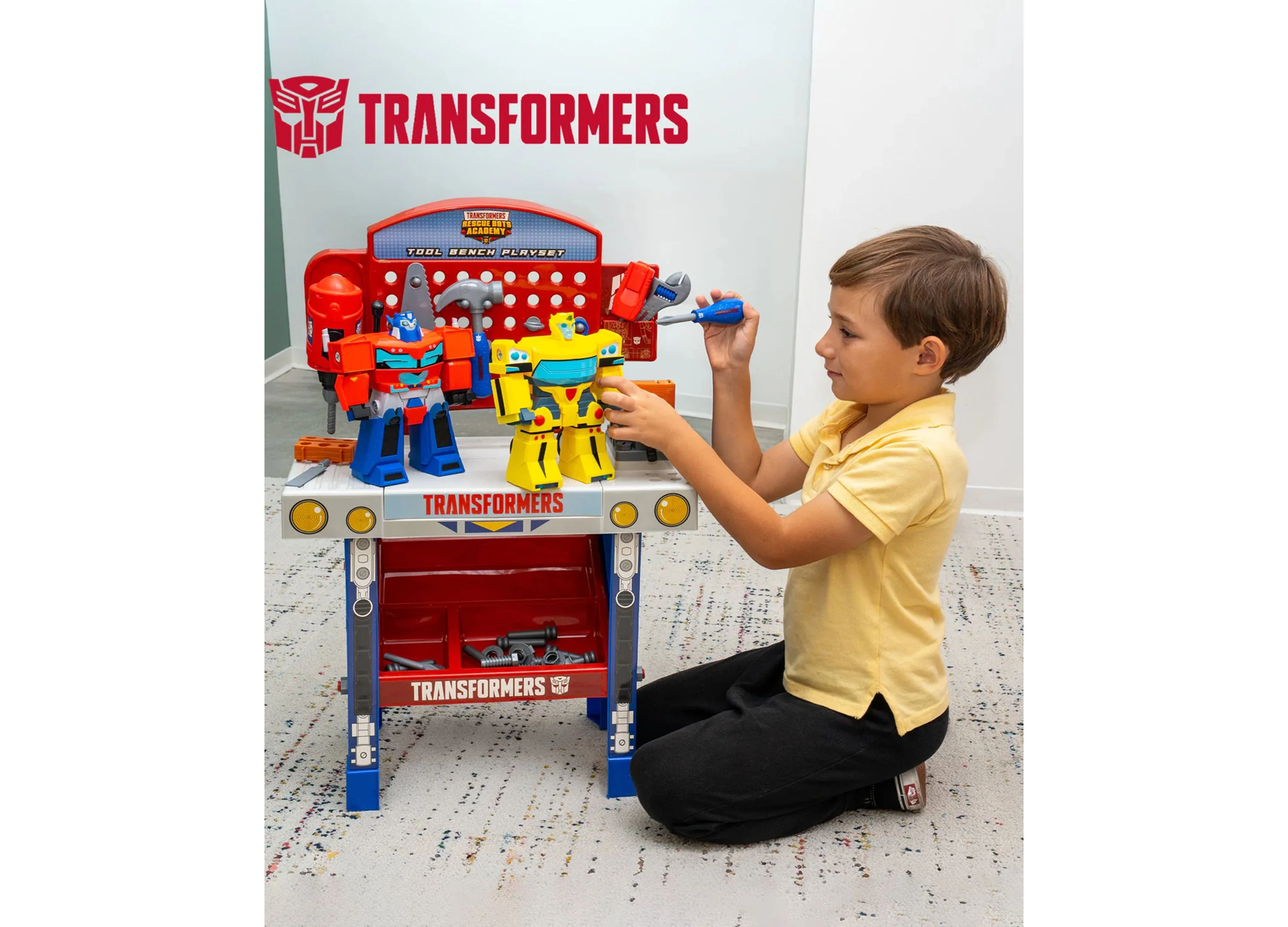 Transformers Rescue Bots Academy Tool Bench Playset With Take-Apart Bumblebee & Optimus Prime - 68 Pieces - Image 4