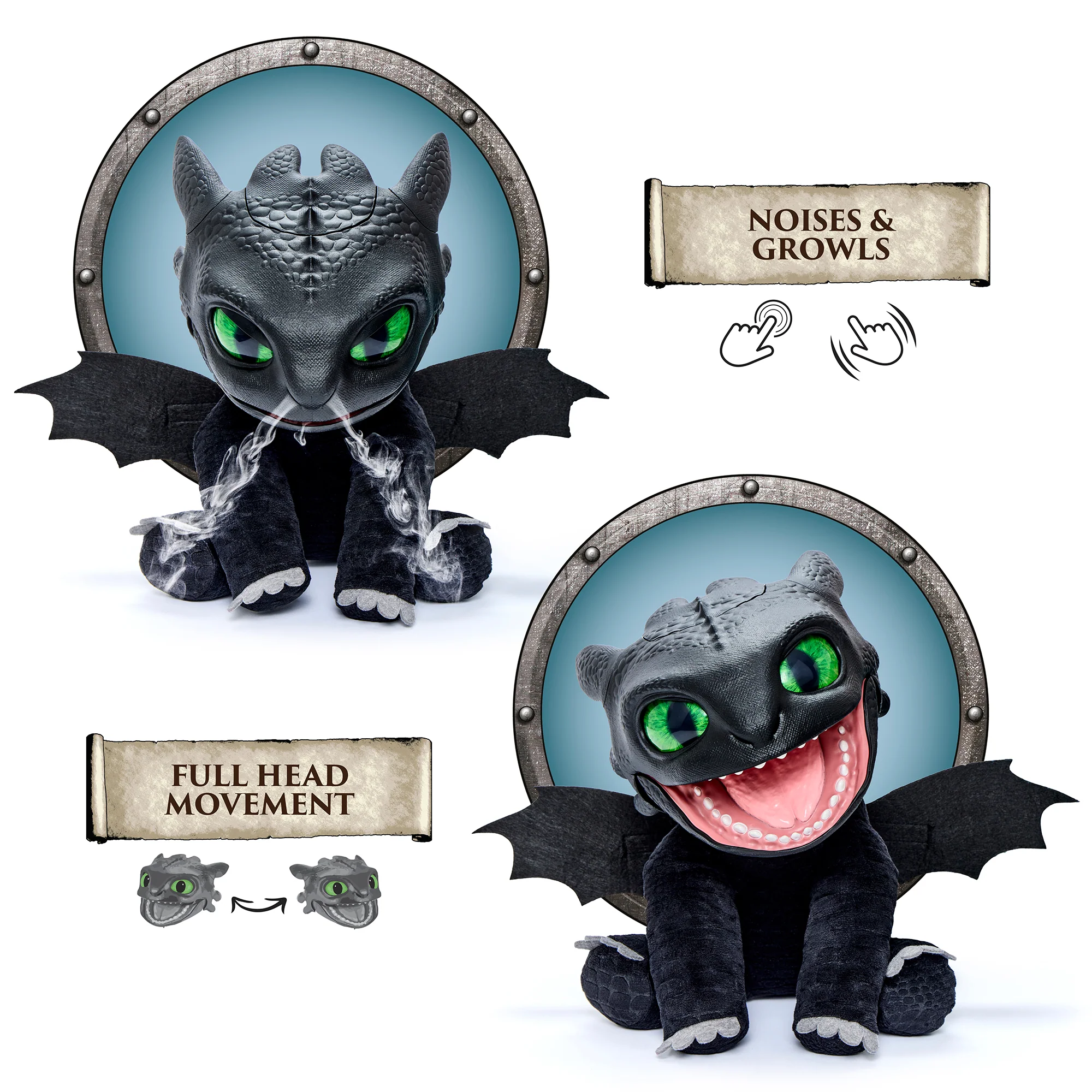 WOW! STUFF RealFX Interactive 10 inch Toothless Puppetronic Plush with 50+ Sounds from HTTYD - Image 3