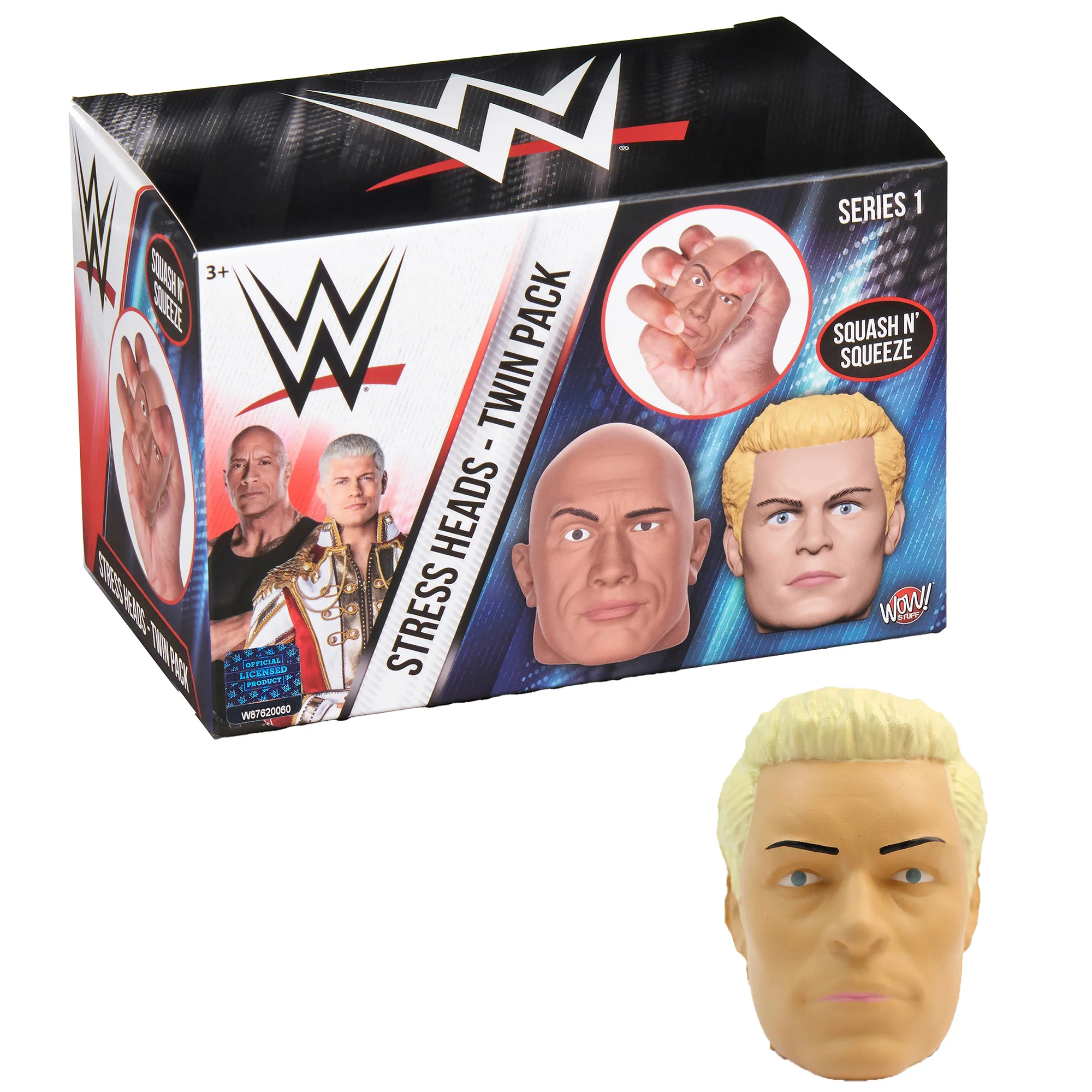 WWE Stress Heads Twin Pack - 3" Cody Rhodes & The Rock Squeeze Toys - Image 4
