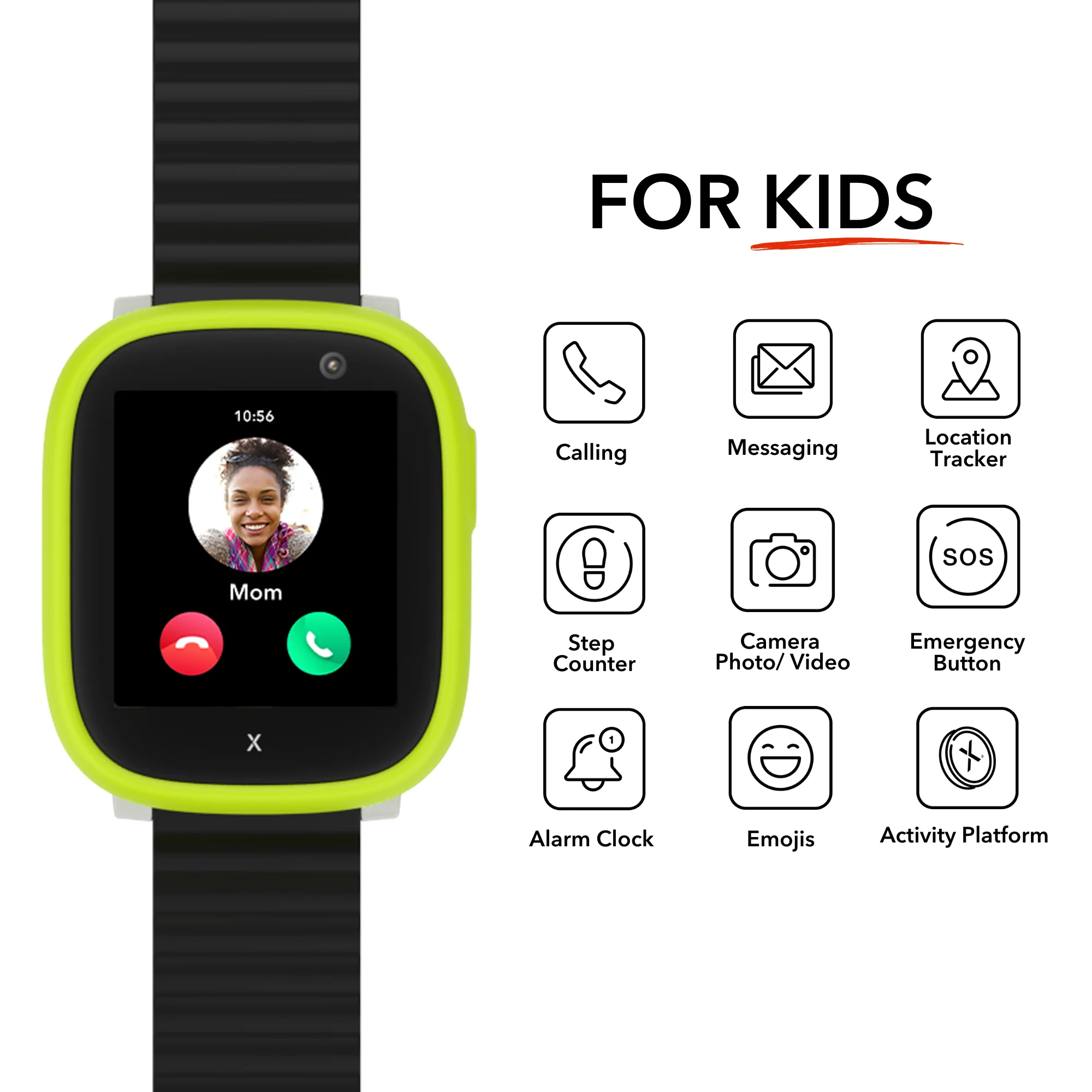 X6Play Kids' Smart Watch Cell Phone with GPS - Interactive Safety Device - Black - Image 4
