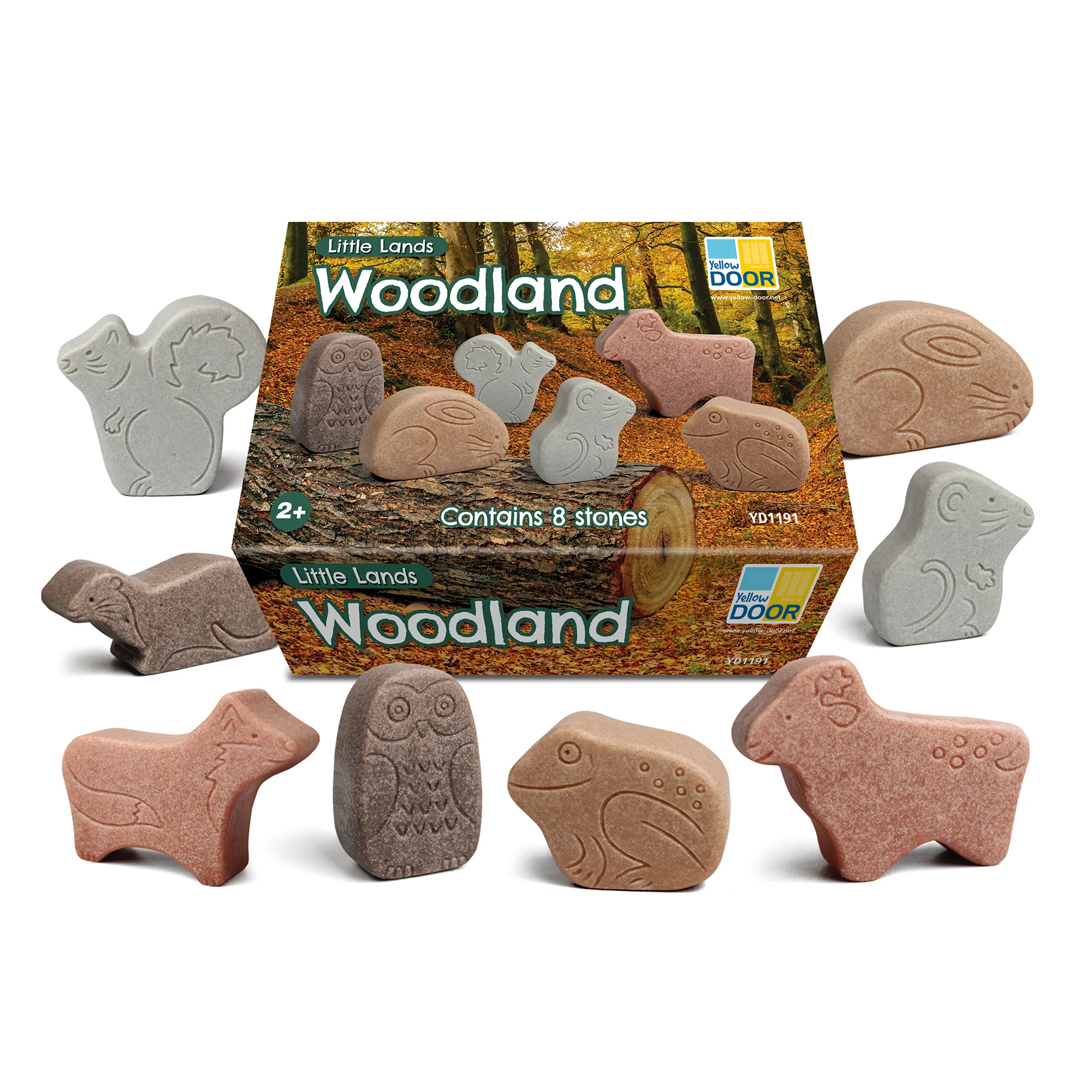 Yellow Door Little Lands Woodland – Assorted Stone Animal Figures, Set of 8