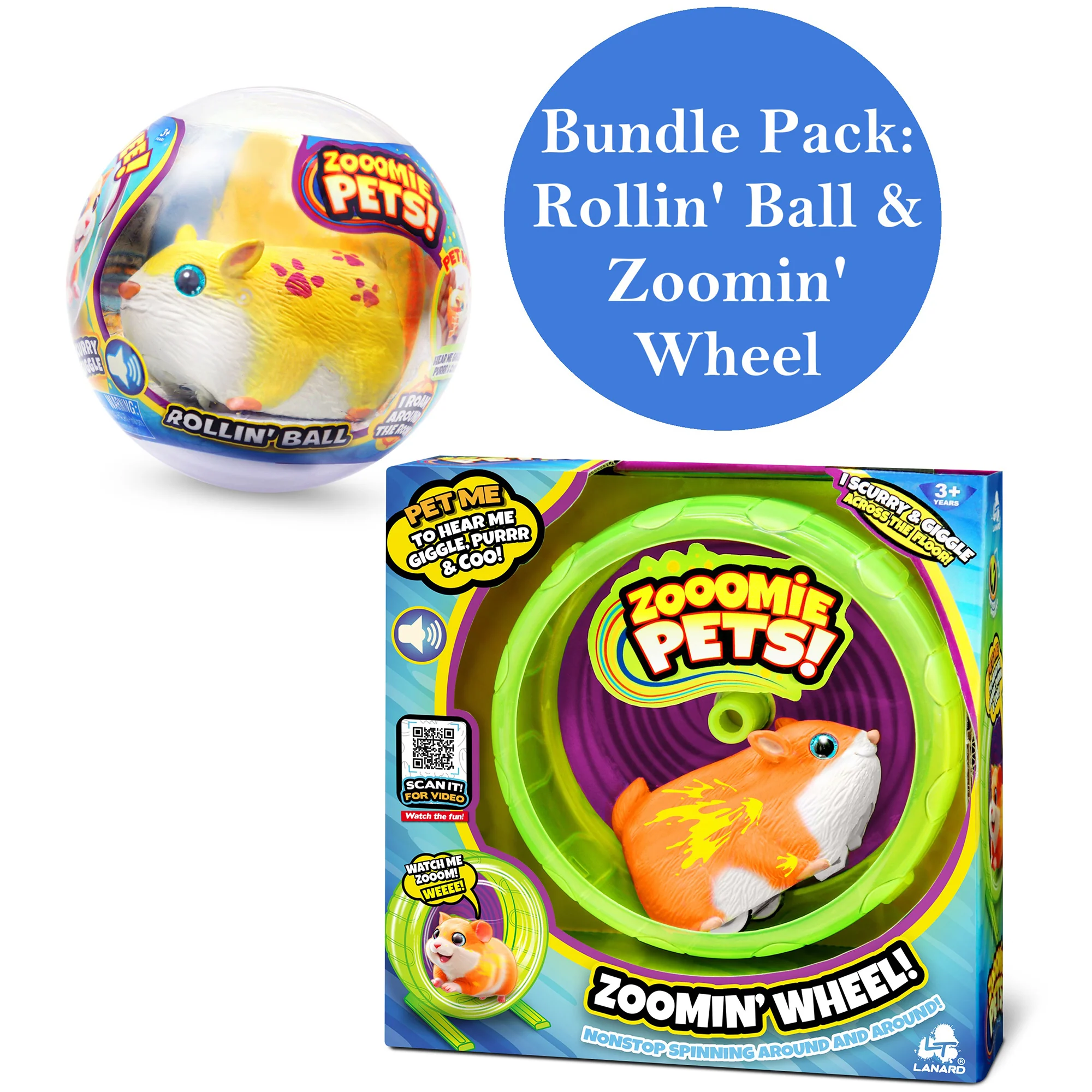 Zooomie Pets Bundle - Motion-Activated Interactive Pets With Rollin' Ball And Zoomin' Wheel - Image 2